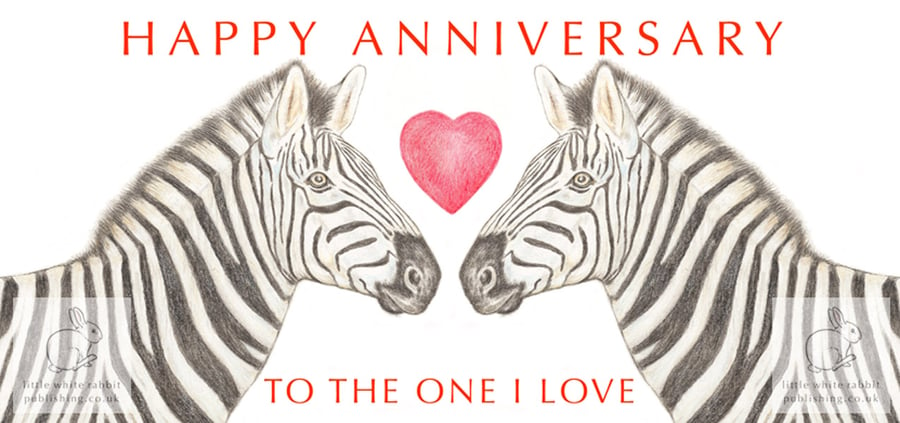 Zebras Nose to Nose - Anniversary Card