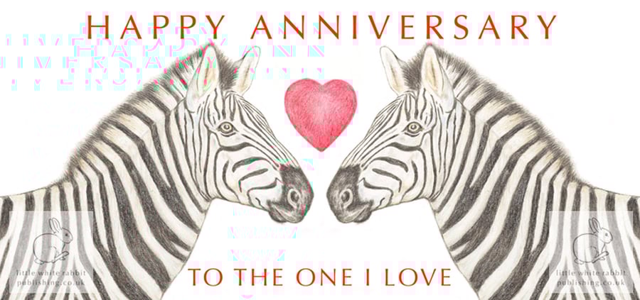 Zebras Nose to Nose - Anniversary Card