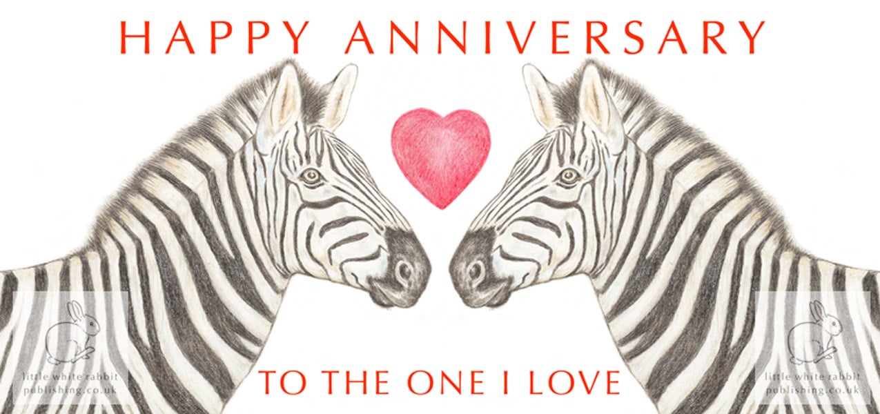Zebras Nose to Nose - Anniversary Card