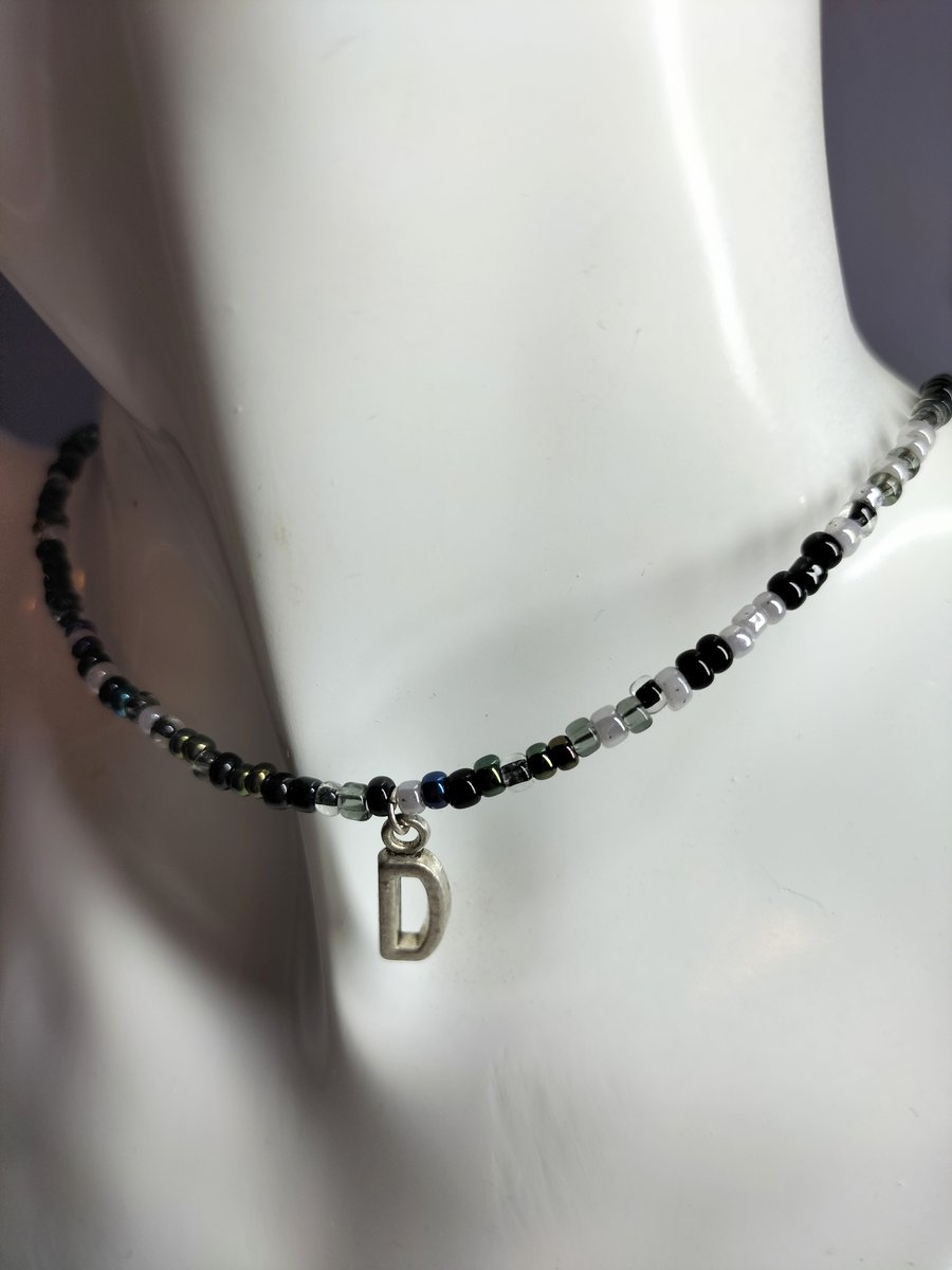 Initial Choker Necklace (Black)