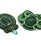 Green Soutache Brooch Malachite Statement Brooch Handmade Textile Brooch Gift 
