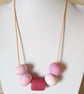 PINK CHUNKY POLYMER CLAY NECKLACE - HOLIDAY JEWELLERY -  FREE SHIPPING  - Image 2