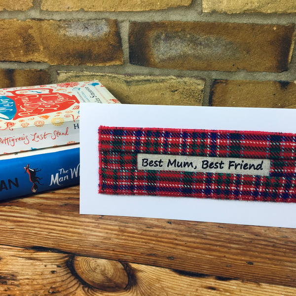 Bookmark, Mum card & gift, Mother’s Day, Mum birthday, Scottish tartan fabric