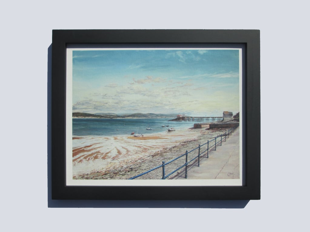 MUMBLES PIER Framed Art Print-Welsh Seaside Scene-Mother's Day Gift-Wood Frame