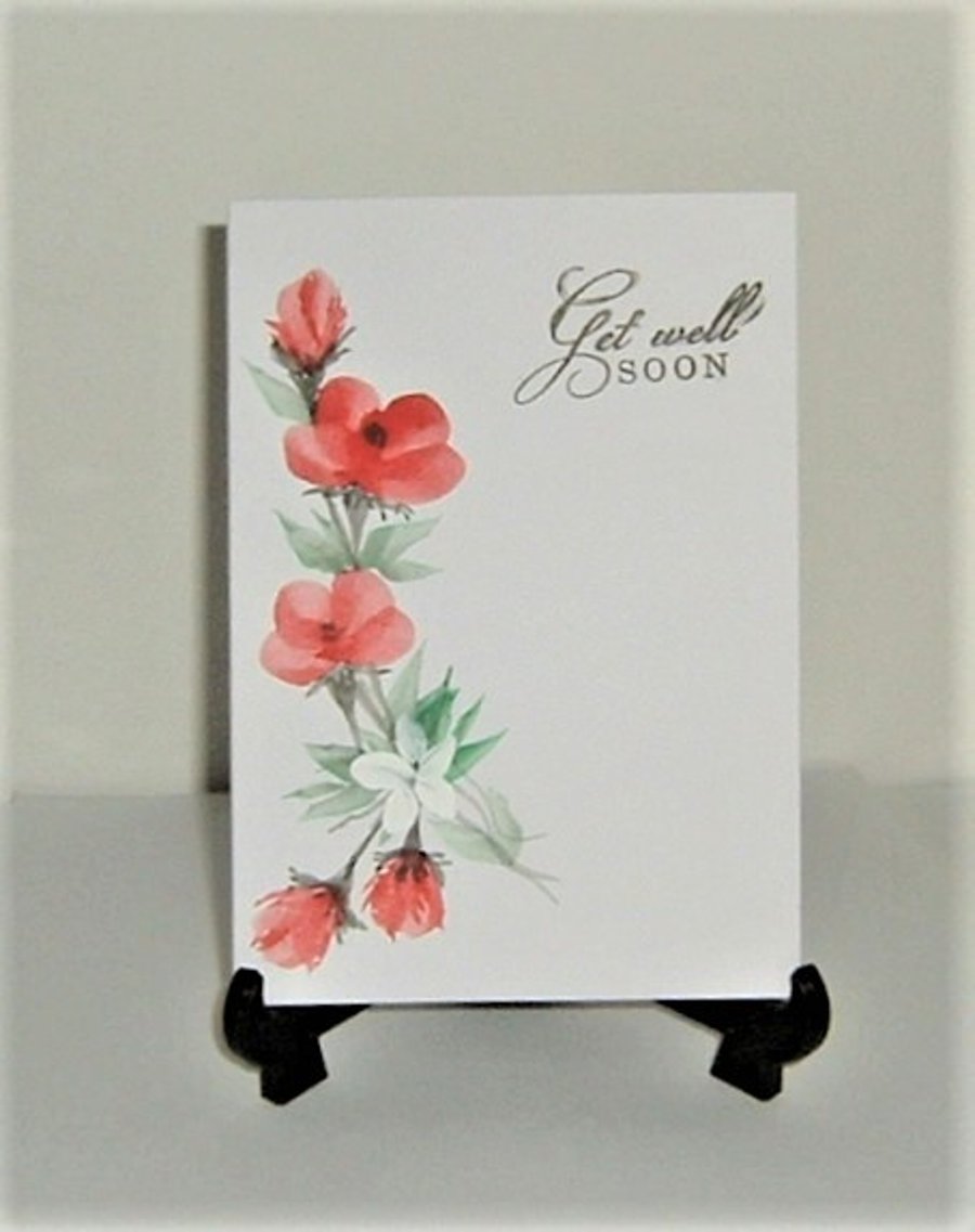 hand painted Get Well floral card ( ref F 567)