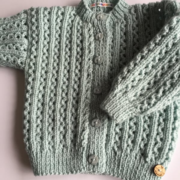 Baby Girl's hand knitted lacy cardigan - age 6 - 12mths approx - now reduced