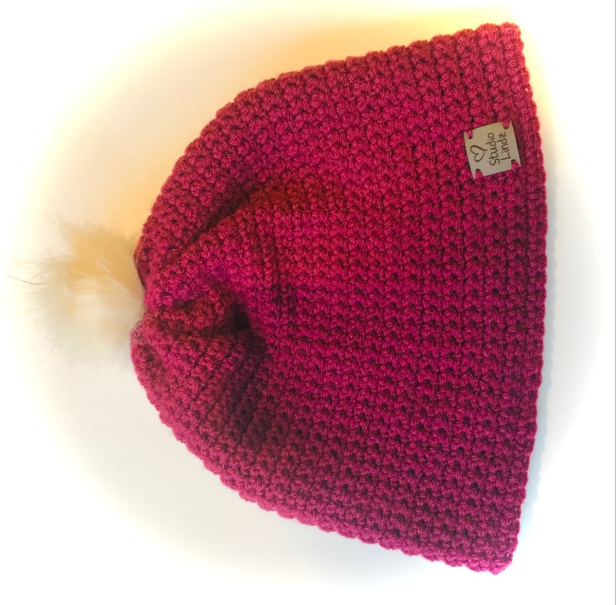 Handmade Crochet Beanie Hat (with detachable pom pom)