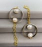 Gold Asymmetrical Cultured Pearl Dangle Earrings - Image 6