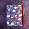 A6 Hardback Notebook with bright rainbow fabric cover