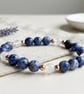 Sodalite, Clear Quartz and Rose Gold Hematite Handmade Bracelet
