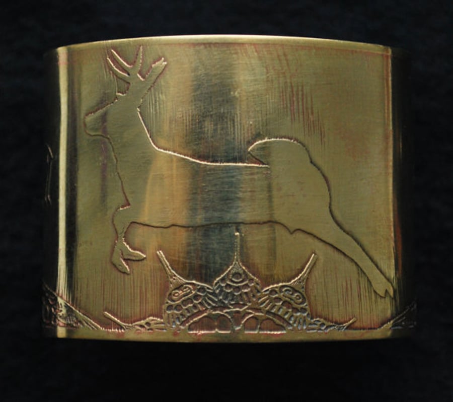 Large Brass Stag Cuff - large size