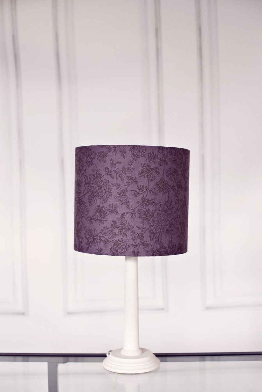 25cm Grey lampshade, purple lamp shade, floral lampshade,