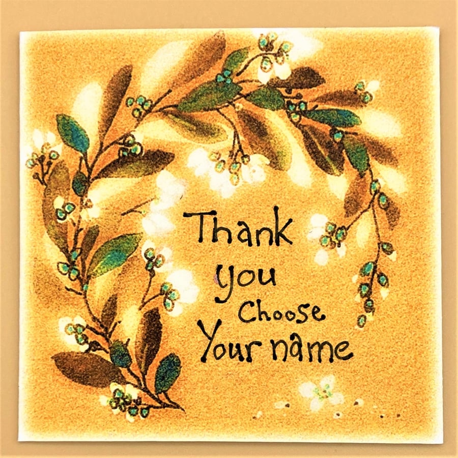  Personalised floral Greetings Card with handwritten message 'Glow version'.