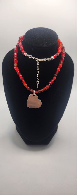 Red Indian Glass Bead Strechie Necklace 