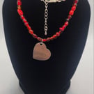Red Indian Glass Bead Strechie Necklace 