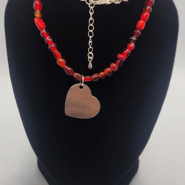 Red Indian Glass Bead Strechie Necklace 