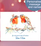 Robin Love Christmas Card, personalised message and names, 2 sizes - Image 1