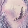 original art fantasy glitter watercolour painting ( ref F 348 )