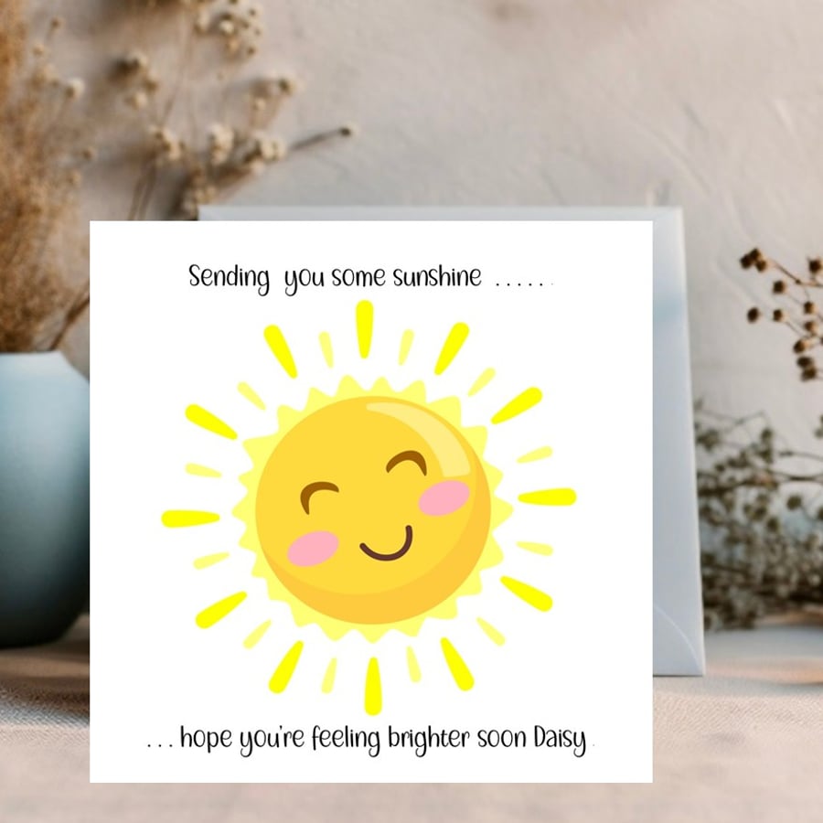 Personalised Sunshine Get Well Card