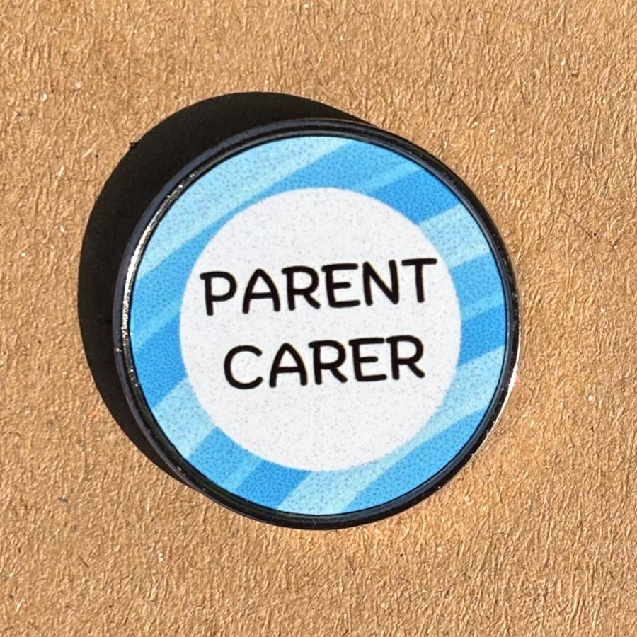 Parent Carer Pin Badge Pale Blue Awareness Stainless Steel 25 mm
