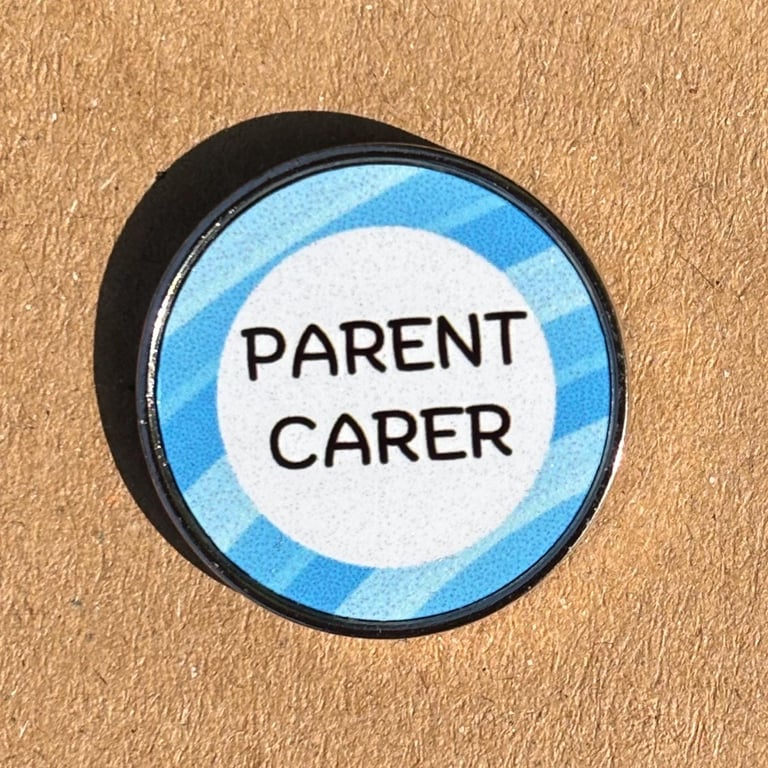 Parent Carer Pin Badge Pale Blue Awareness Stainless Steel 25 mm