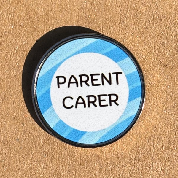 Parent Carer Pin Badge Pale Blue Awareness Stainless Steel 25 mm