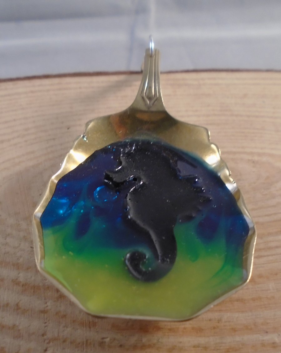 Upcycled Silver Plated Seahorse Spoon Necklace SPN041904