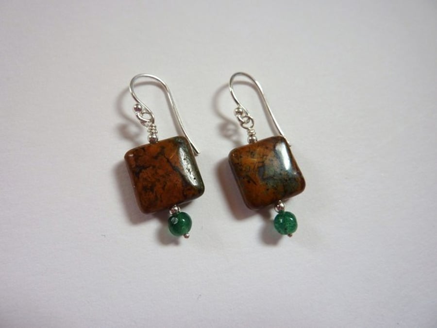 Rainbow agate and aventurine earrings