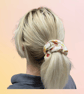 White Cotton Watercolour Flower Print Scrunchie - Image 1