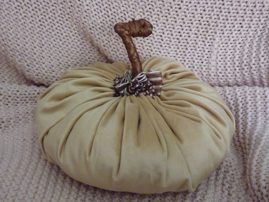Plush Velvet Pumpkin Handmade OOAK Rich Cream