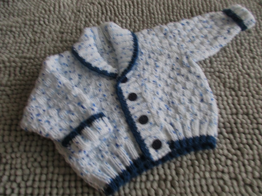 16" Roll Collar Baby Boys Cardigan