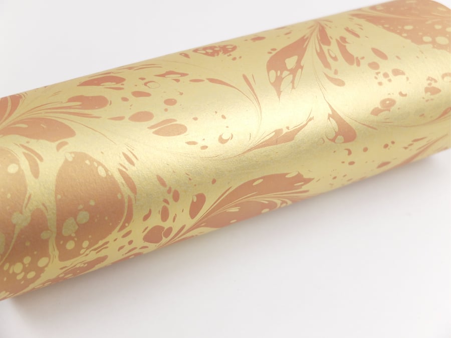 A4 Marbled paper sheet drawn stone metallic gold