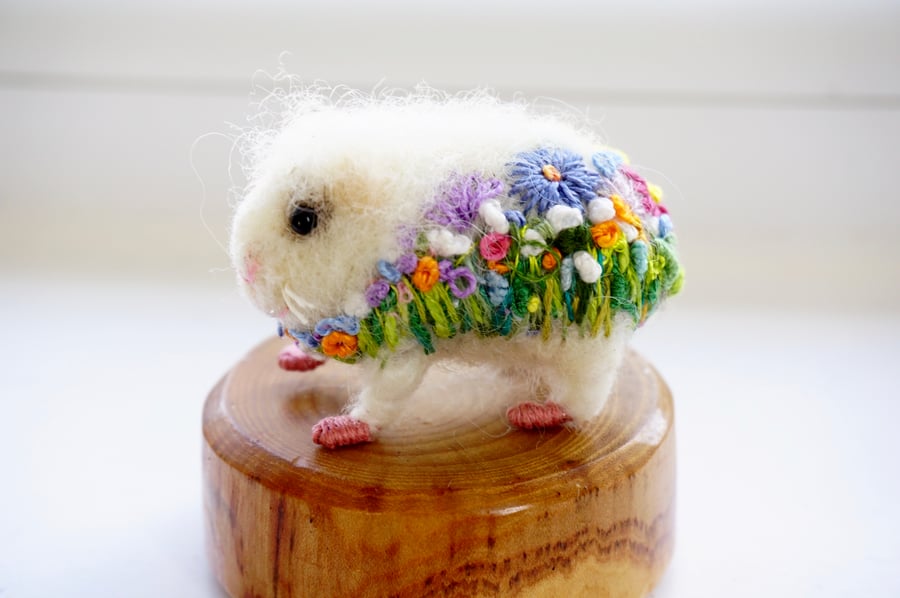 Needle Felted Mini Floral Guinea Pig