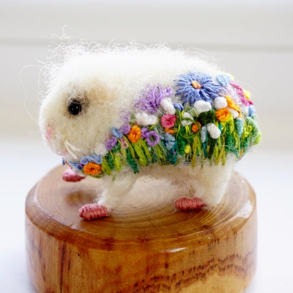 Needle Felted Mini Floral Guinea Pig