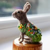 Needle Felted Mini Embroidered Easter Rabbit