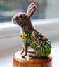 Needle Felted Mini Embroidered Easter Rabbit - Image 1