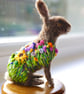 Needle Felted Mini Embroidered Easter Rabbit - Image 2