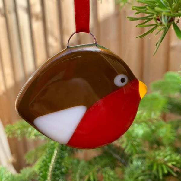 Fused Glass Robin