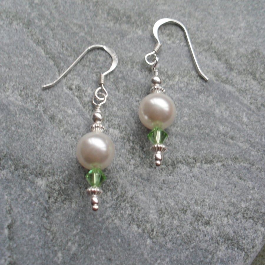 Sterling Silver Pearl and Crystals With Swarovski Elements
