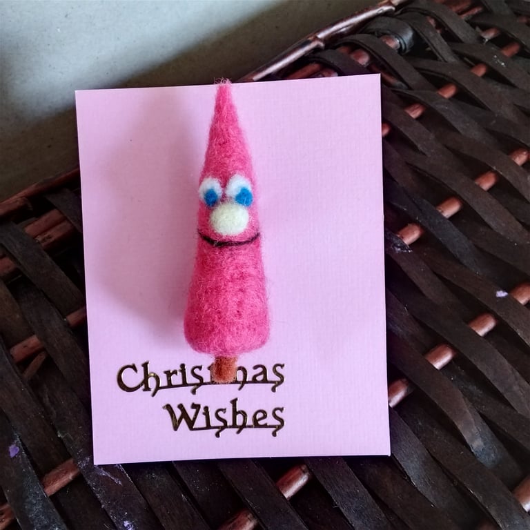 Handcrafted needle felt christmas tree brooch