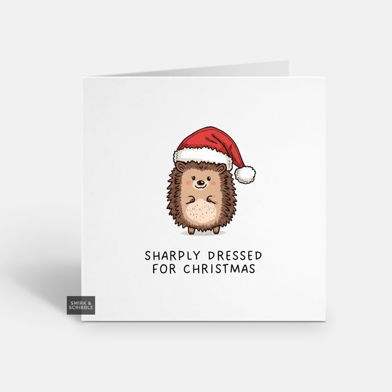 Unique Funny Christmas Card - Cute Xmas Greeting - Hedgehog 