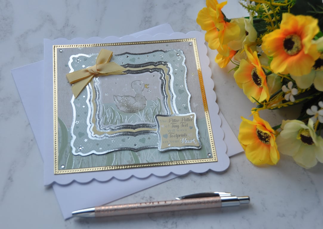 New Baby Card Cute Duck Duckling Baby Girl Card Baby Boy Card 3D Handmade Card