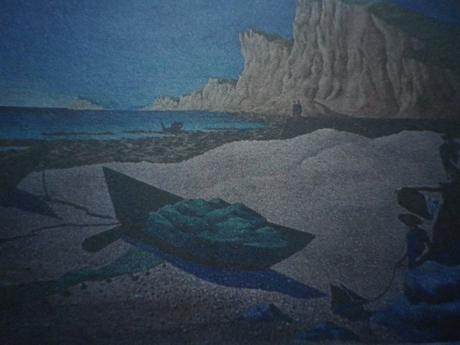  Beach Scene, Hillier, unframed , mounted, free hook & easel, Ref 6802