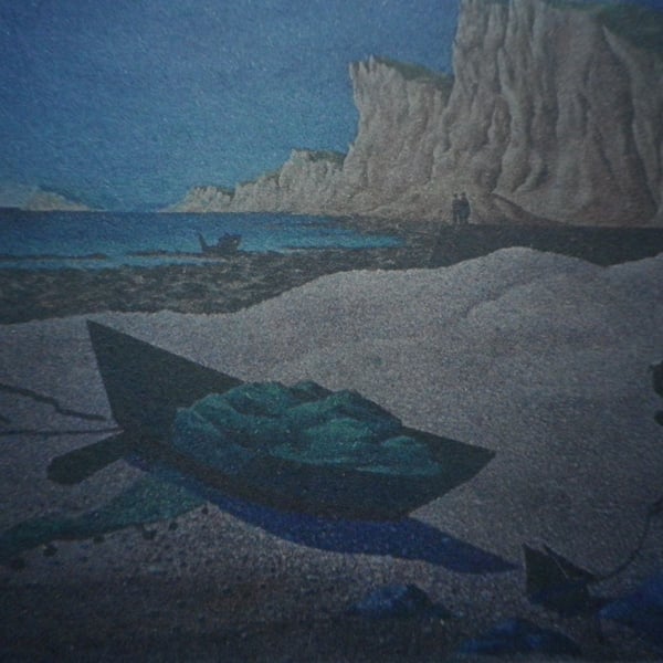  Beach Scene, Hillier, unframed , mounted, free hook & easel, Ref 6802