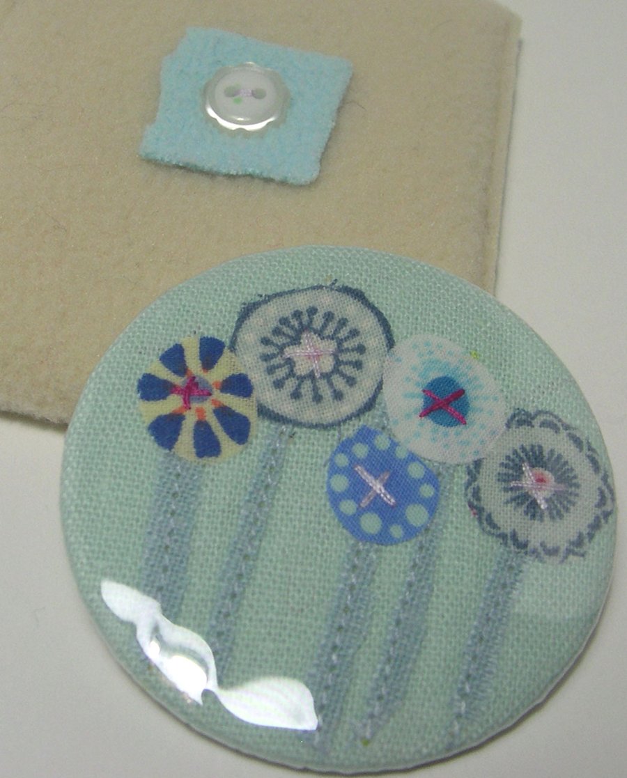 SALE -  Blue Flowers pocket mirror