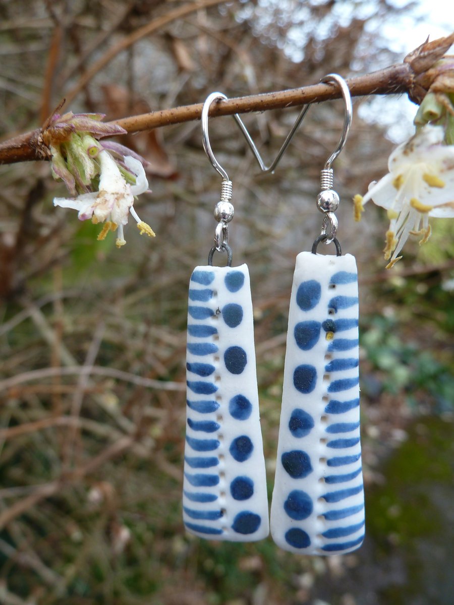 Elegant porcelain drop earrings, hand made in Hampshire