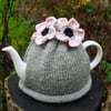 Grey Tea Cosy Pink Flowers