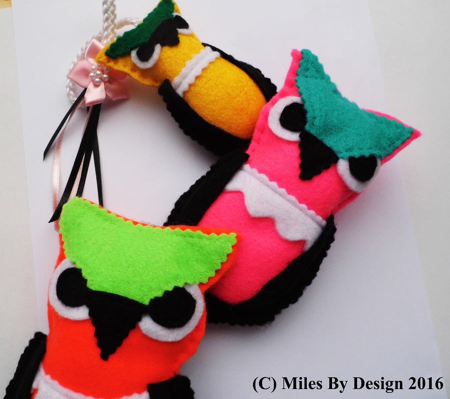 Owl Hanging Trio  - Home Accessories - Gifts - Novelty - Felt - Gifts for Her