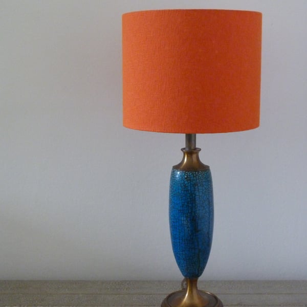 Handmade Rich Orange Linen Fabric covered Drum Lampshade 25cm 