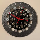 Motorcycle brake disc clock (red hands)